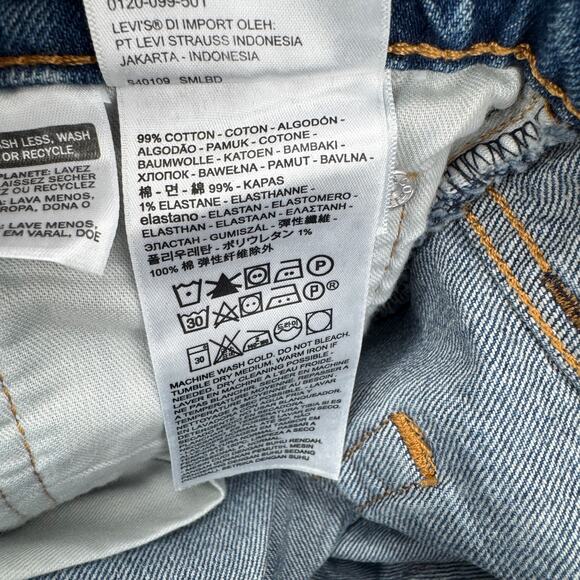 Levi's 511 Jean Shorts Mens 31 (32x11 ACTUAL) Distressed Slim Cut Off Blue Denim - Picture 6 of 8